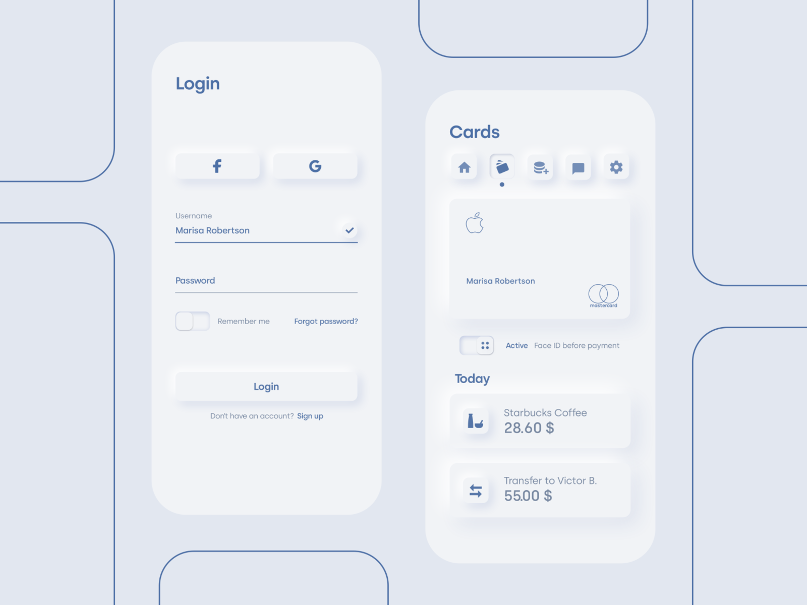 Design of a bank app