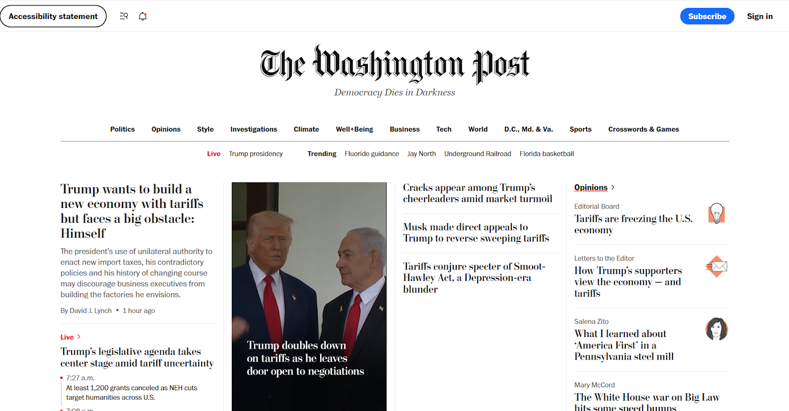 The Washington Post homepage