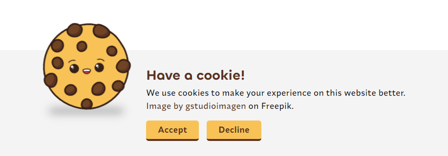 A cookie banner