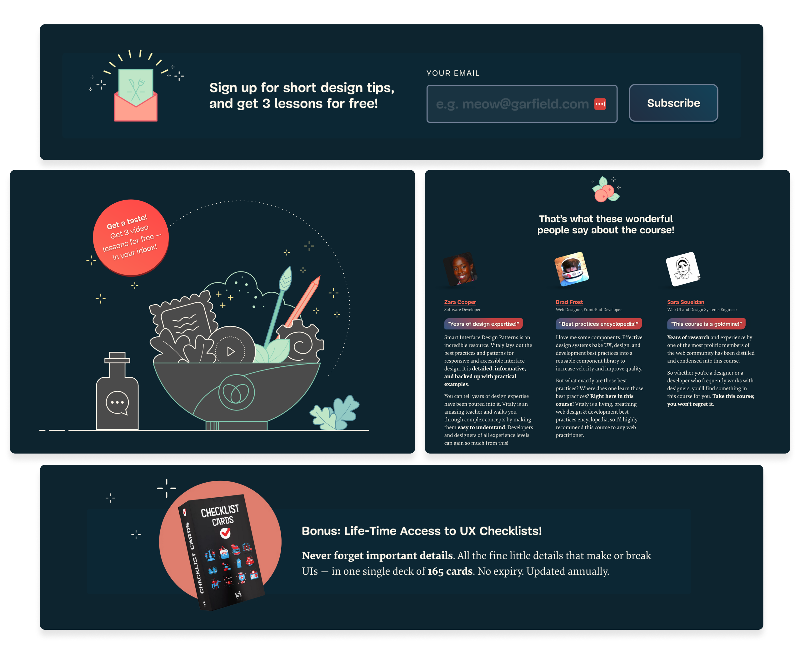 Underlining the different transitional actions on the page