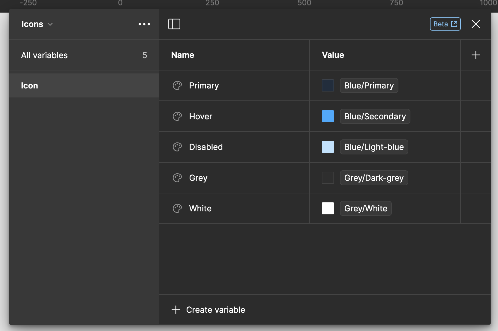 Named set of colors for icons