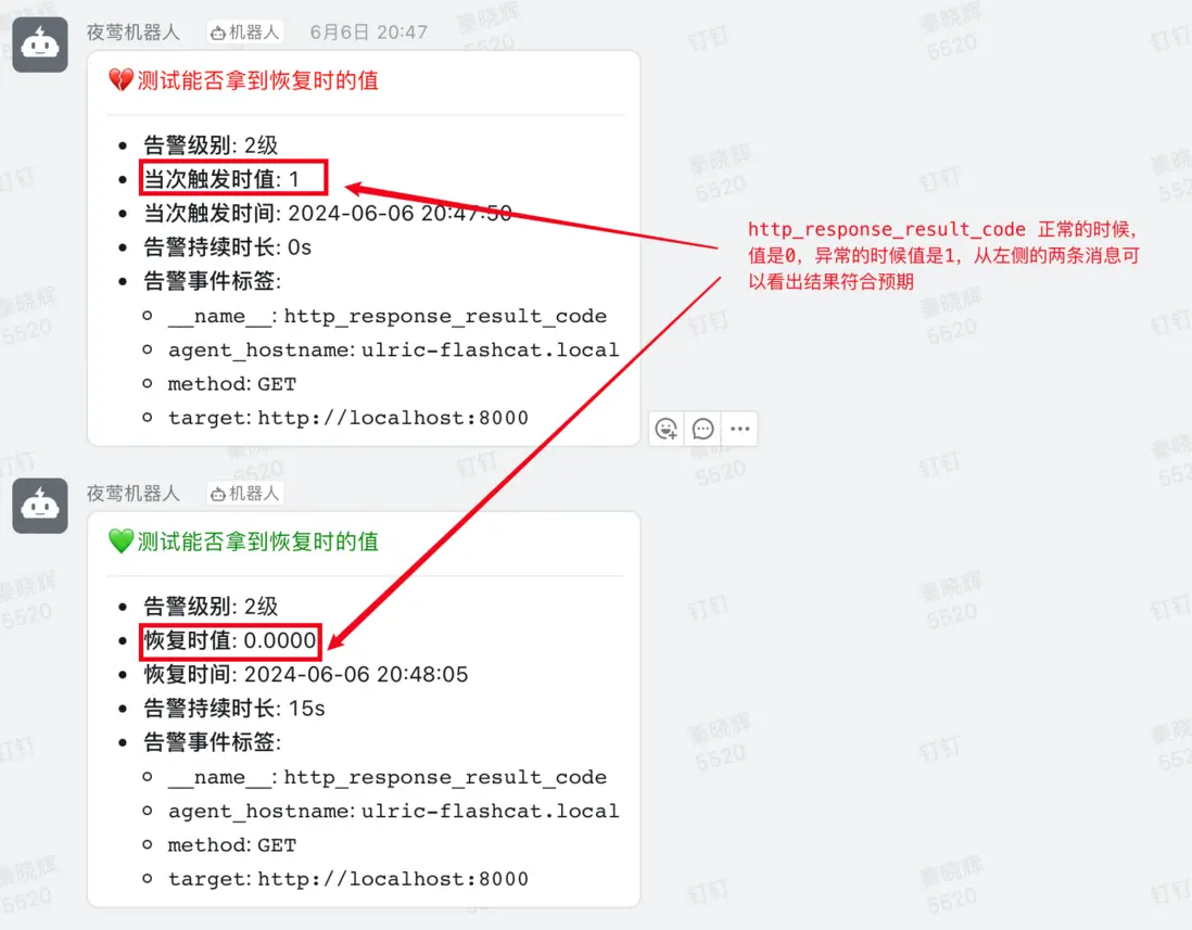 夜鶯告警恢復時拿到恢復時的值-最終效果