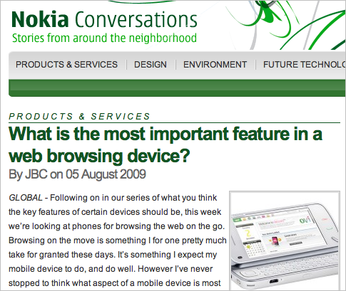 A screenshot of Nokia Conversations.
