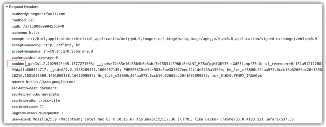 HTTP的請求頭中攜帶Cookie