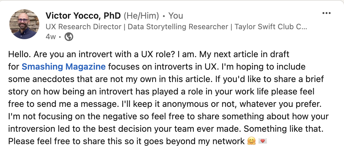 Screenshot of the LinkedIn post