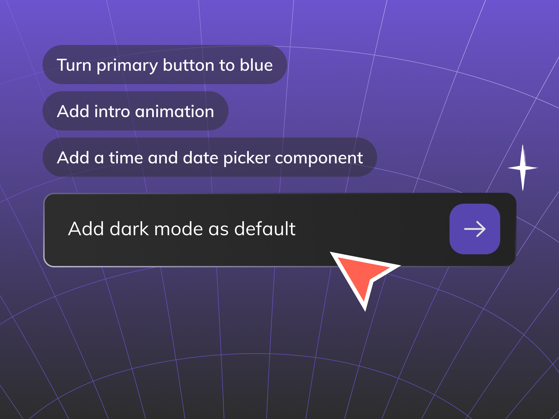 Use AI prompts to add interactivity and logic effortlessly. 