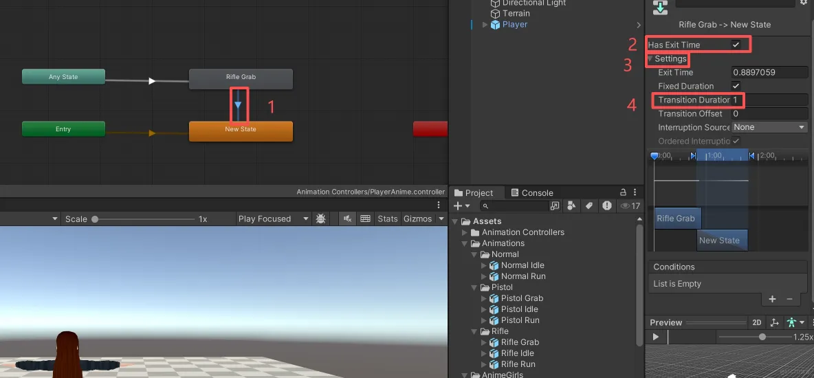 【Unity3D實例-功能-切換武器】切換武器（一）動畫配置_遊戲編程_13