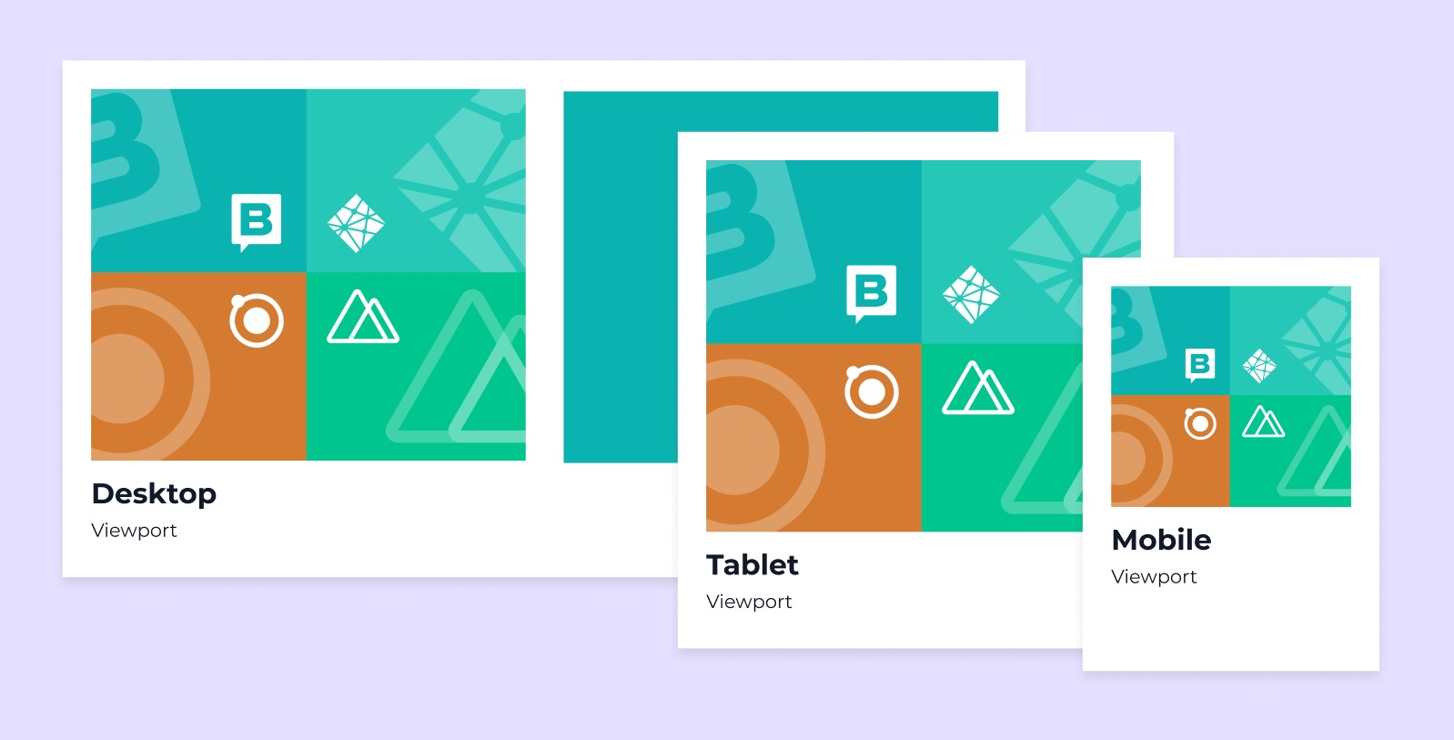 A visual example of responsive images in 3 different viewports: desktop, tablet, and mobile