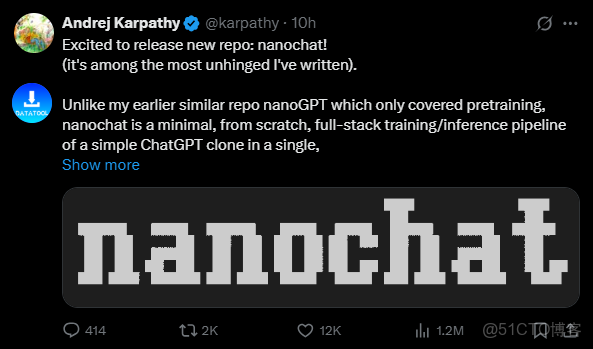 Andrej Karpathy 發佈新任務 nanochat：一個從零開始構建的極簡全棧式 ChatGPT 克隆_語言模型_02
