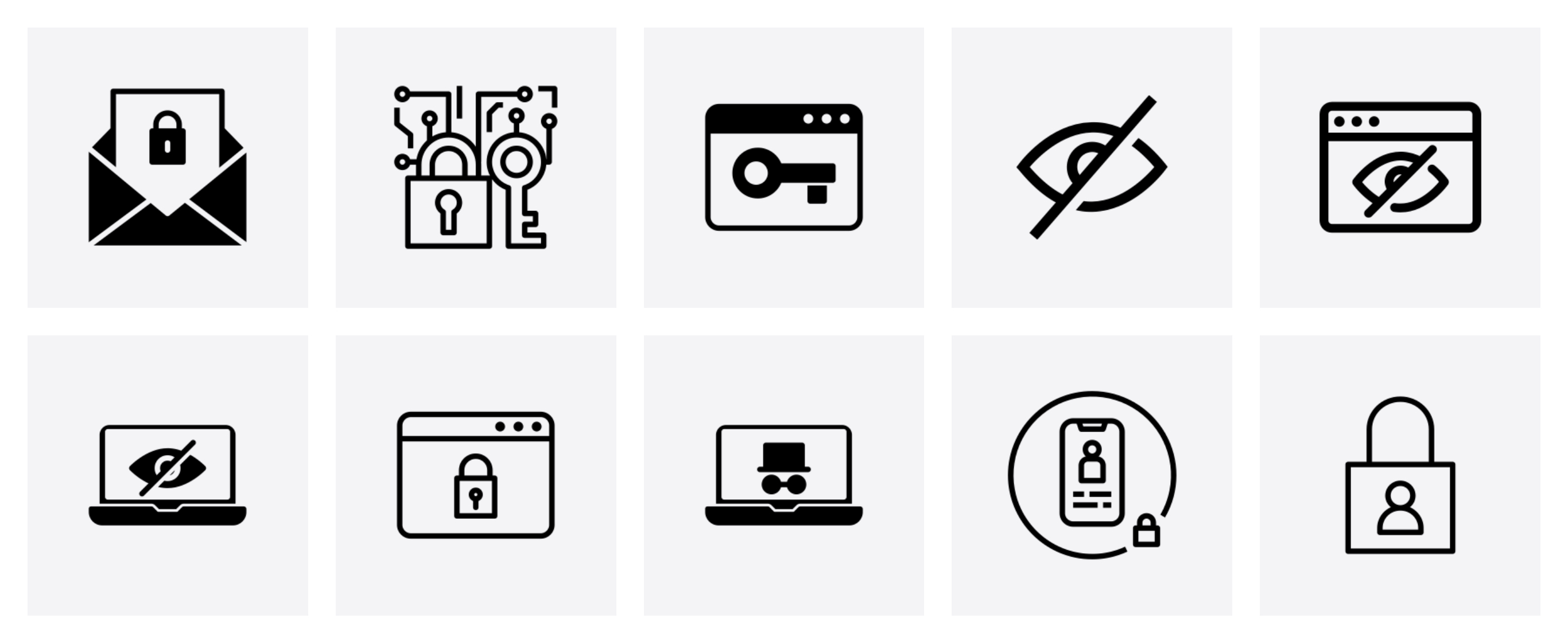 Set of 10 icons from a Noun Project search
