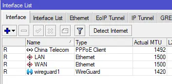請暫時忽略China Telecom和wireguard1