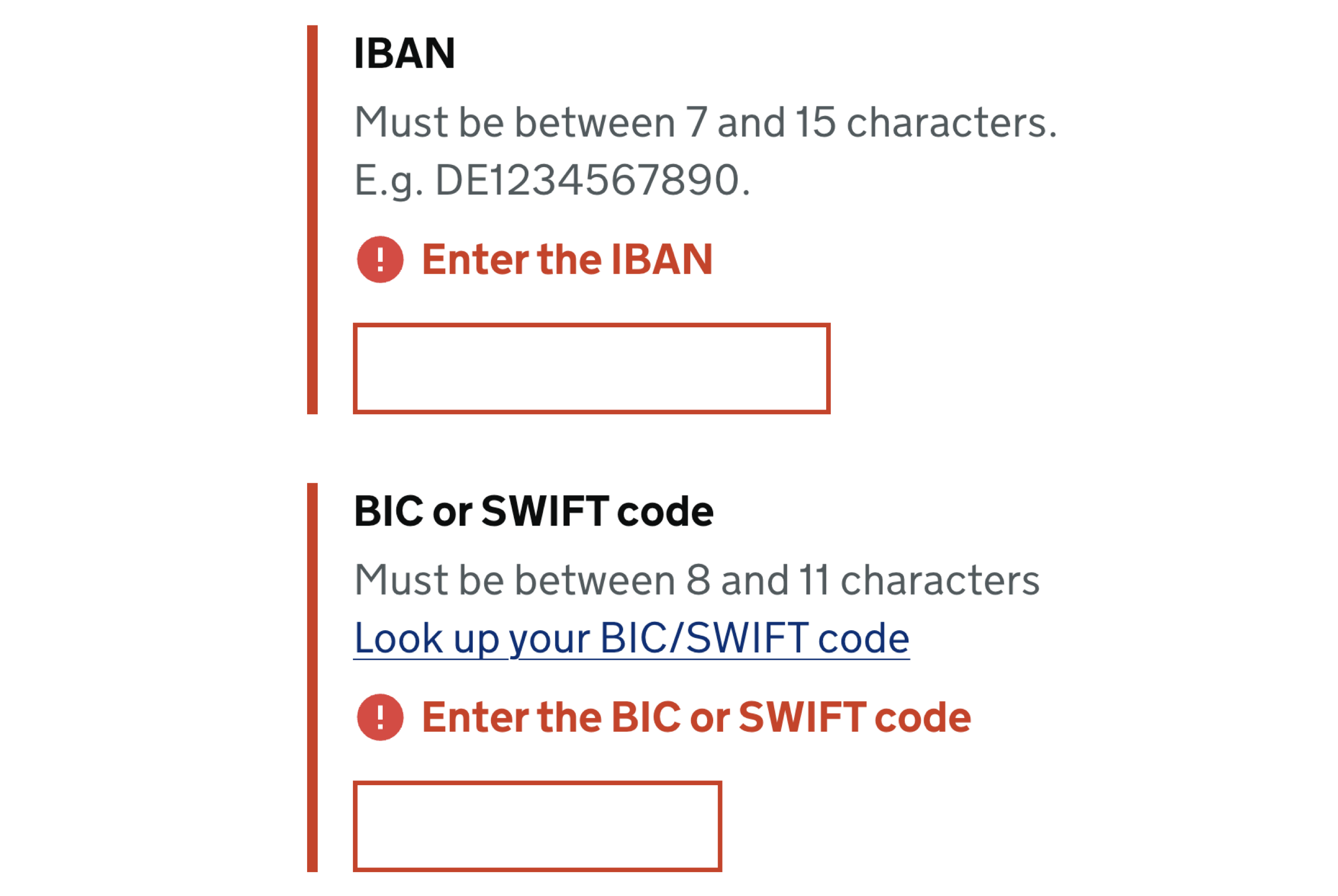 Examples of error messages which are helpful and refer to the specifics of the user input