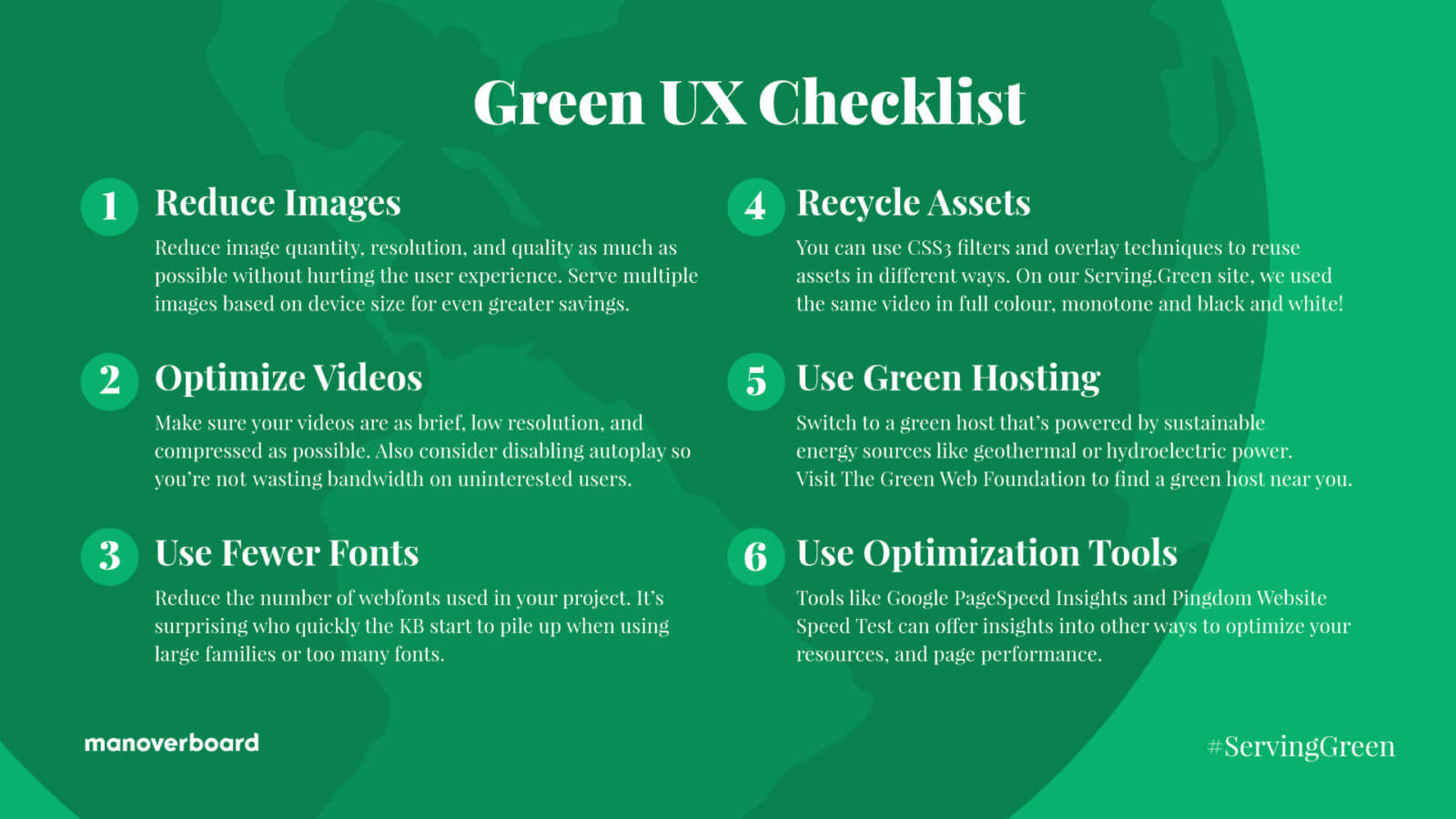 Printable Green UX checklist from Mangrove Web