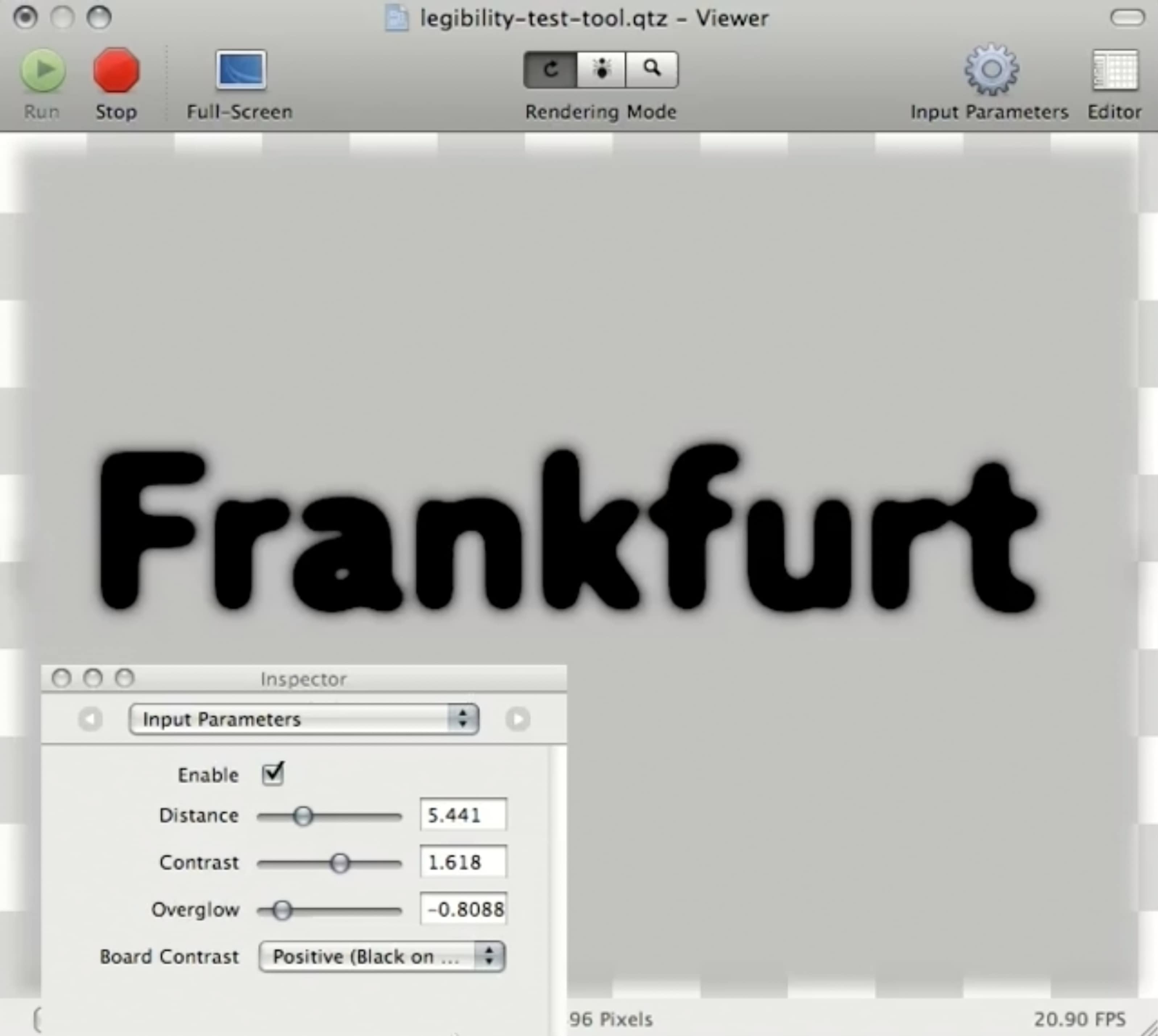 Legibility degrading test
