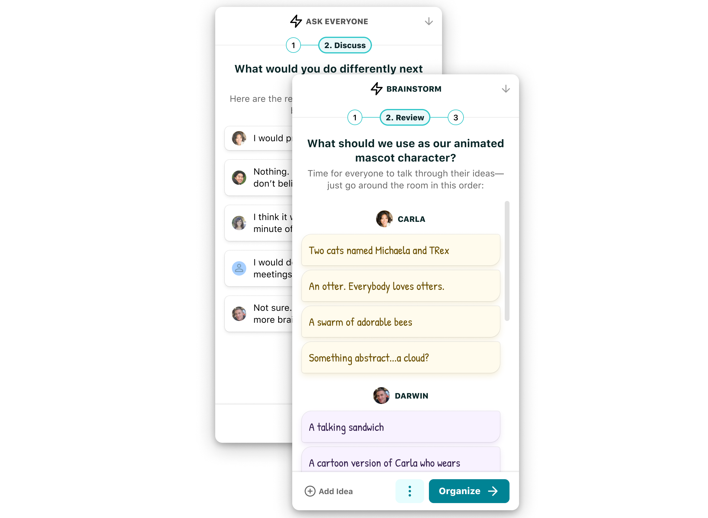 Chats during Discuss and Review stages in Miter
