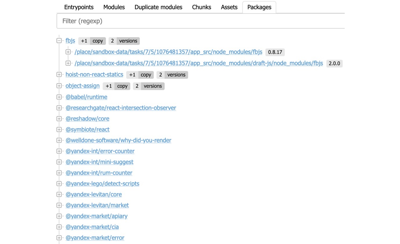 Copies of packages and their versions