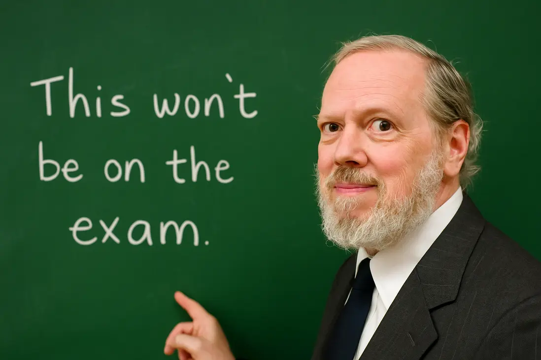 “This won't be on the exam.”