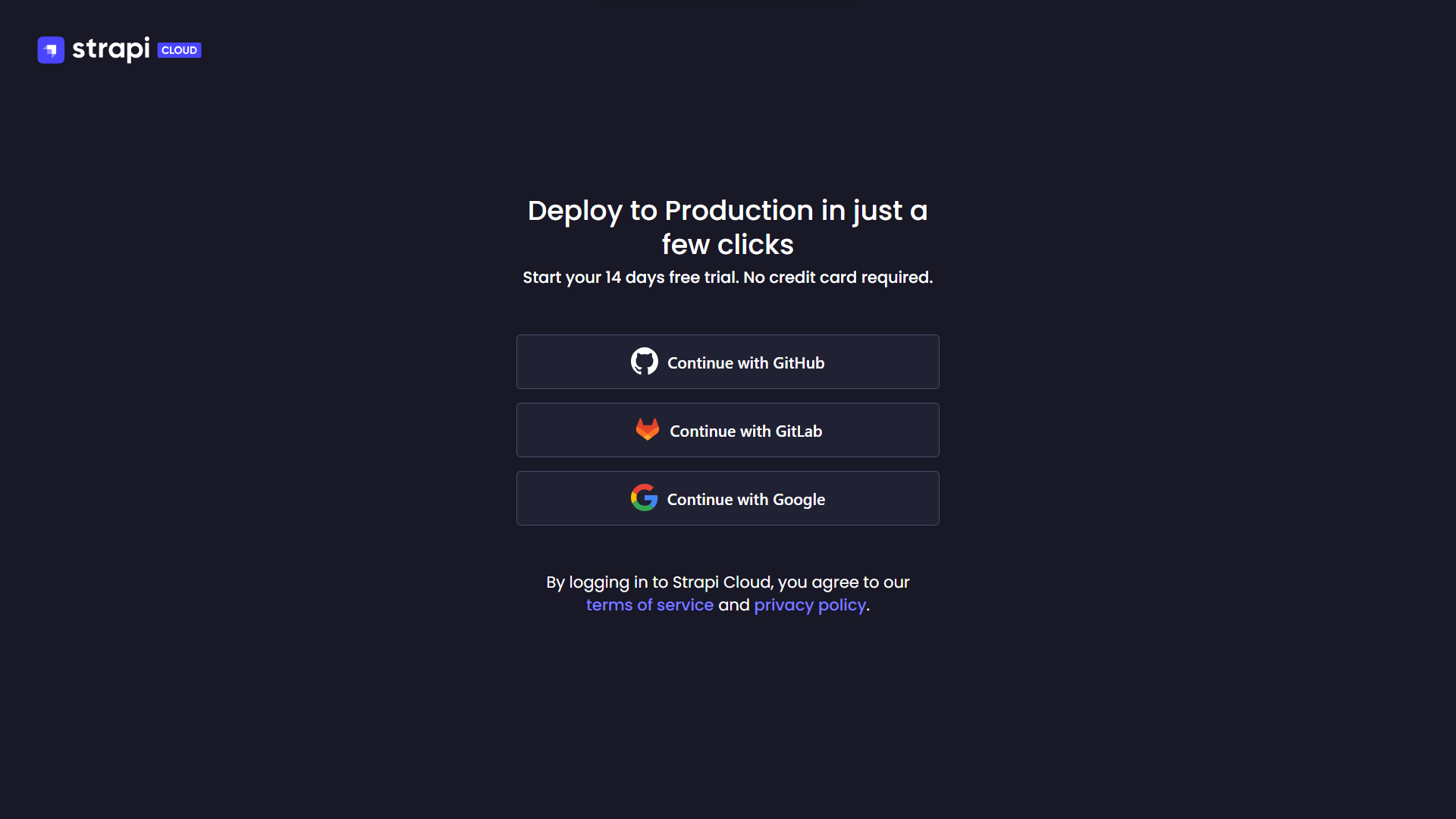 Strapi Cloud free trial