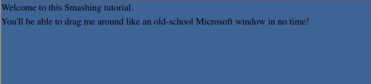 Browser window with a text: welcome to this Smashing tutorial