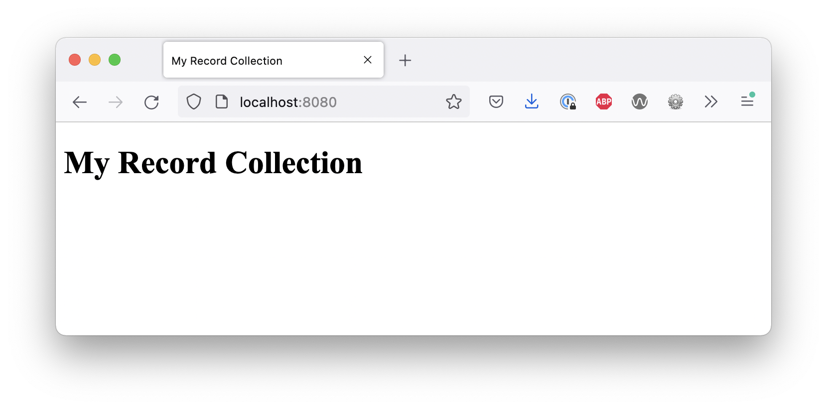 A screenshot where the site showing the heading ‘My Record Collection