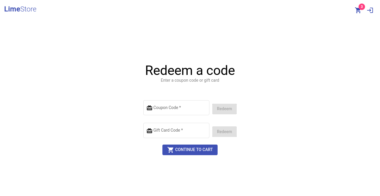 Screenshot of codes page