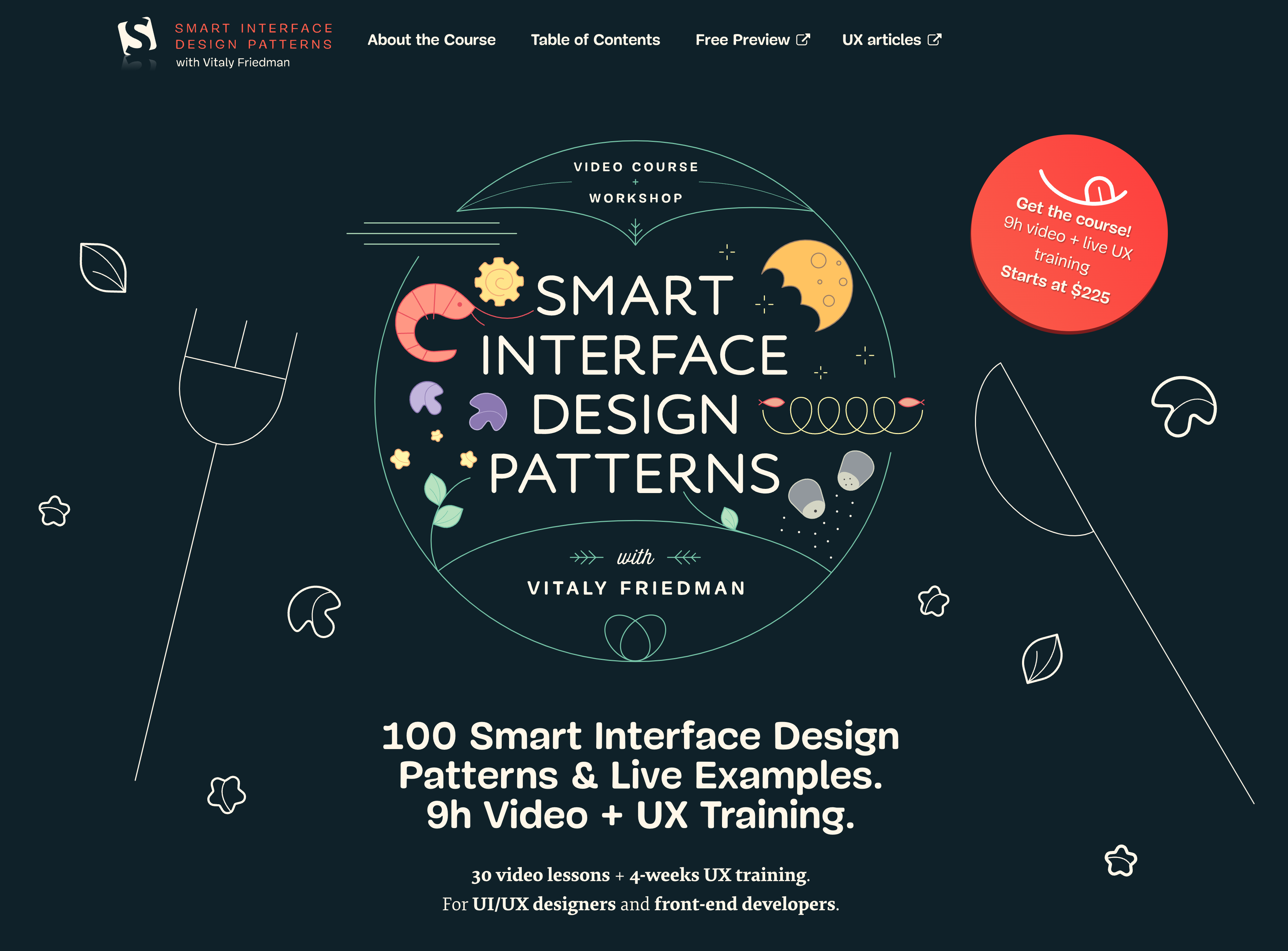 The screenshot of the landing page