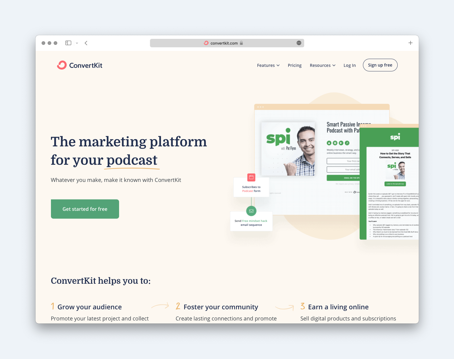 Convertkit website screengrab