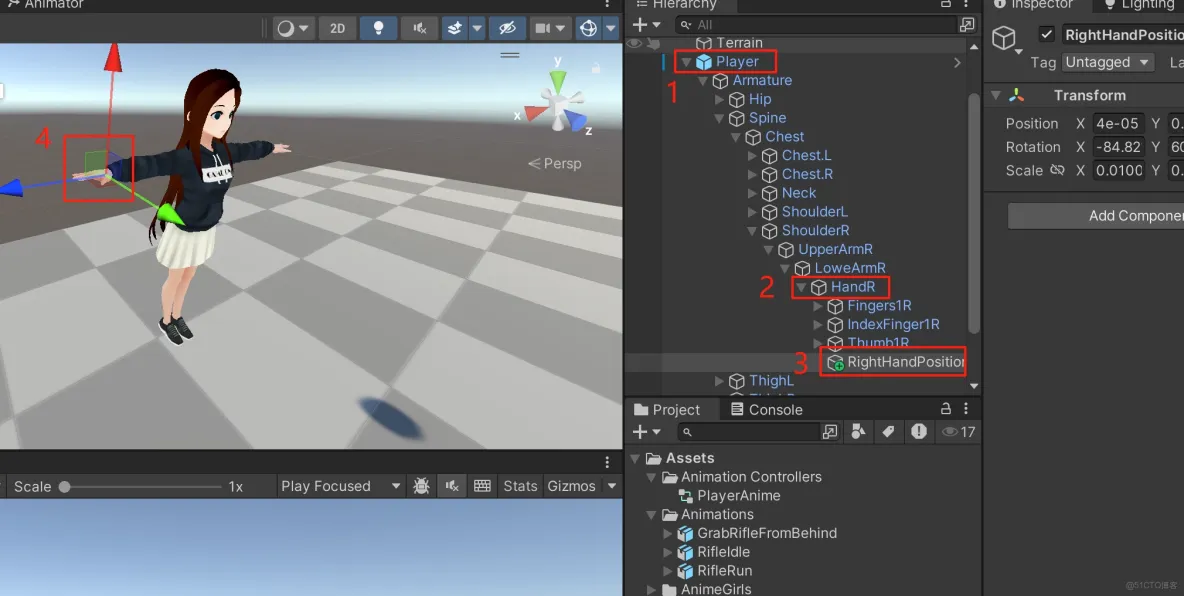 【Unity3D實例-功能-拔槍】角色拔槍（一）動態創建武器_c#_07