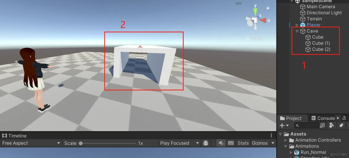 【Unity3D實例-功能-下蹲】角色下蹲（二）穿越隧道_unity3d_03