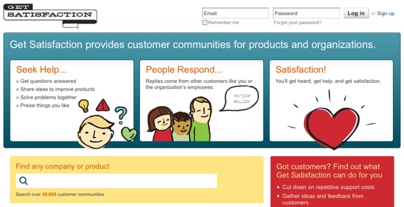 A screenshot of GetSatisfaction.com
