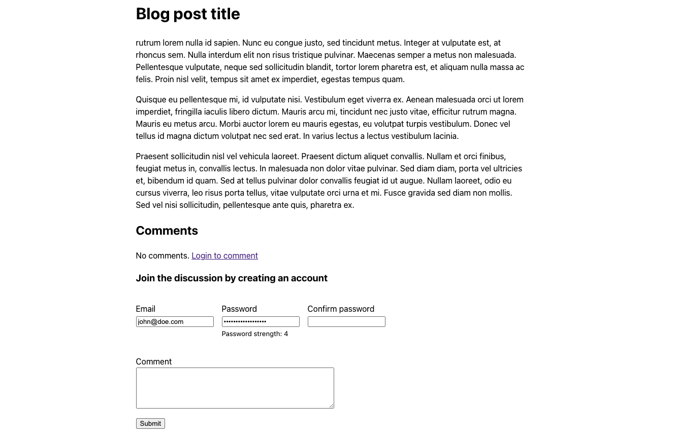 A blog post with a comment section