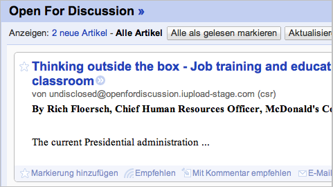 A screenshot of CR McDonald’s blog.