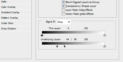 The “Blend If” sliders separated.