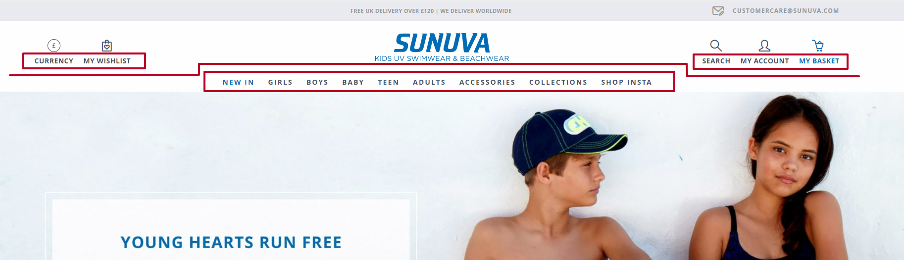 A screenshot of the website with underlined header elements with no sufficient differences in the visual accent