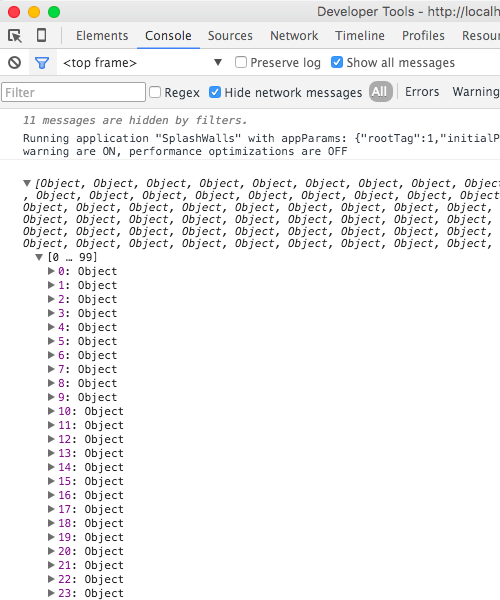 Retrieved data logged in the console.