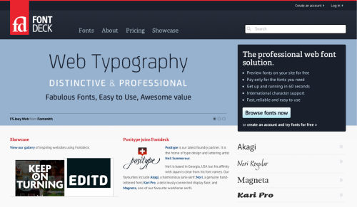 A screenshot of fontdeck.com