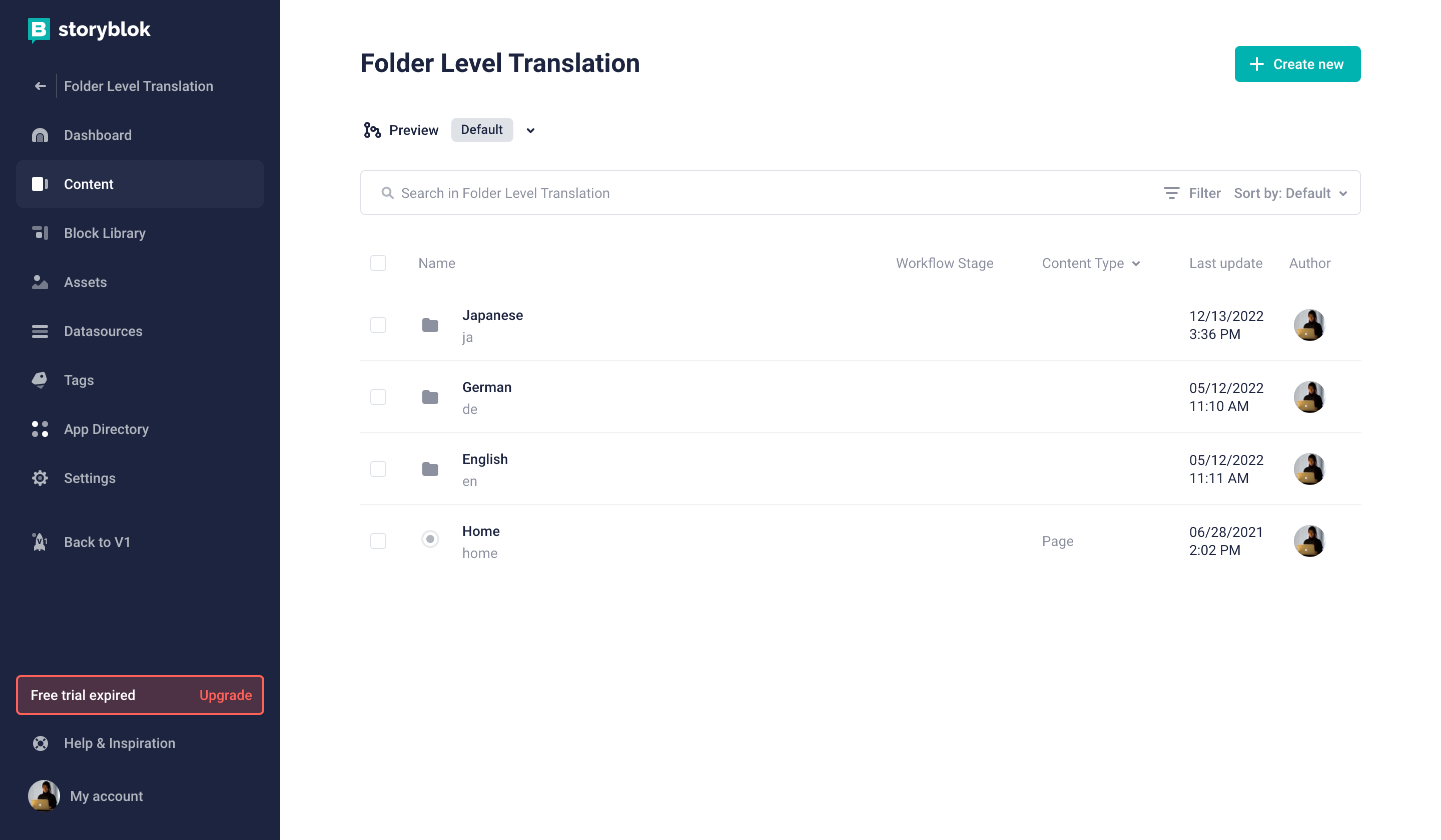 Folder Level Translation