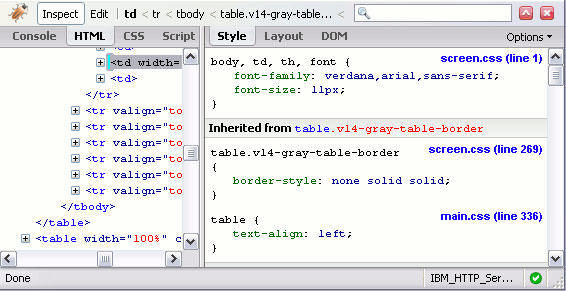 The first Firebug UI