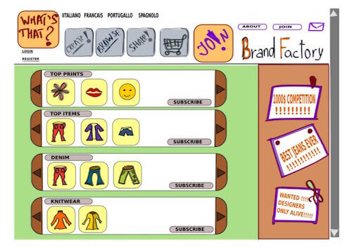 Early mockup of Getwear's website