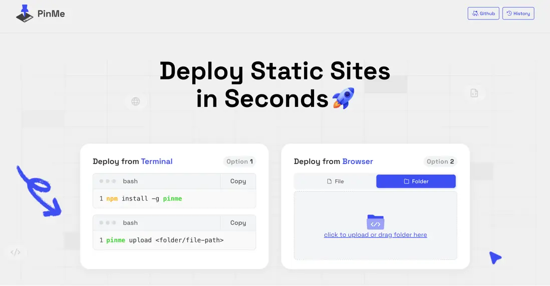 PinMe 瀏覽器上傳界面
