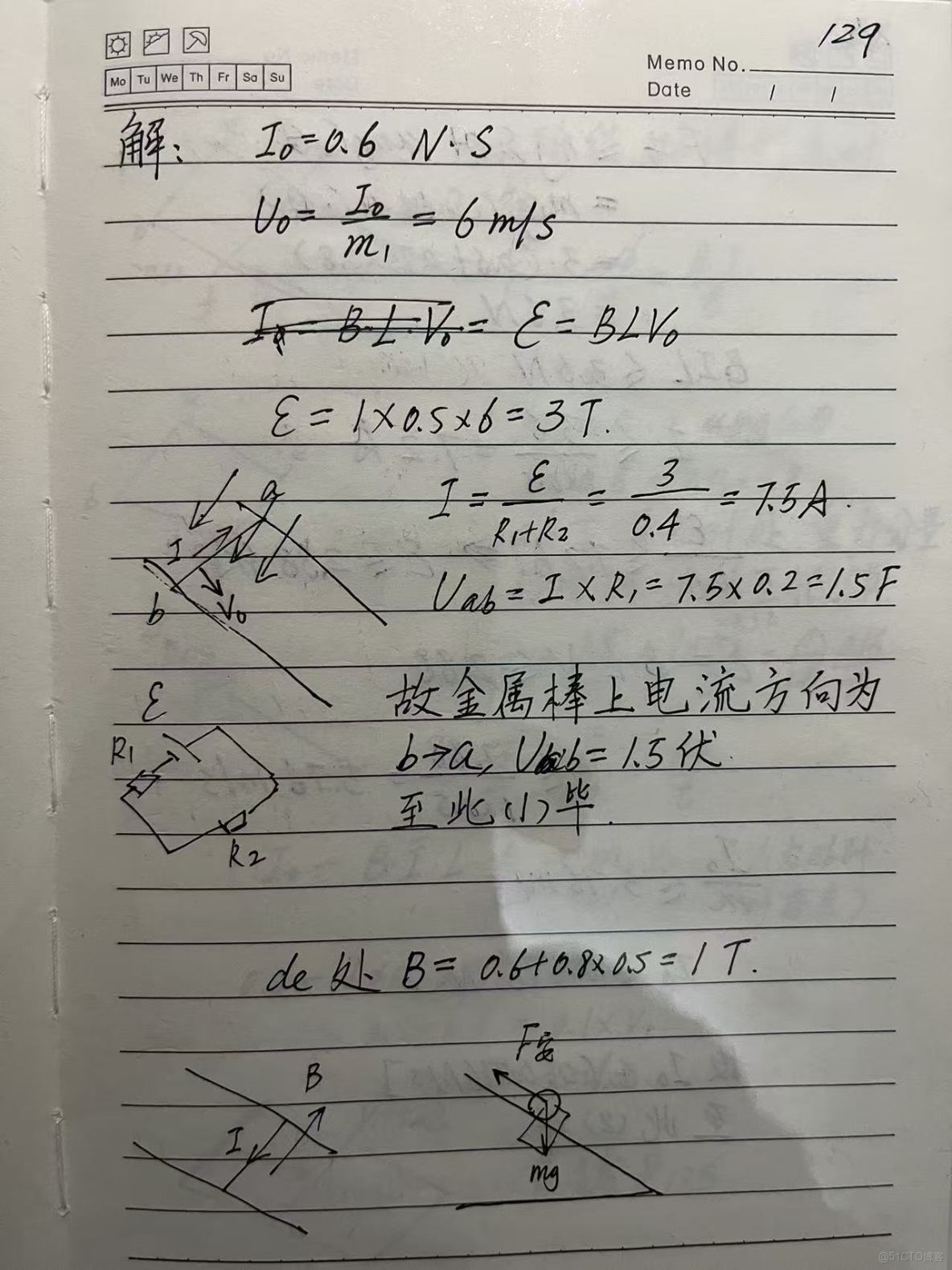 【高中物理/電磁場/雙棒】如圖所示，由足夠長的平行金屬導軌構成的斜面，傾角α=37°，導軌間距L=0.5m，電阻不計；沿導軌方向建立x軸，虛線EF與座標原點O在同一水平線上；空間存在垂直於斜面的磁場，_電磁場_03
