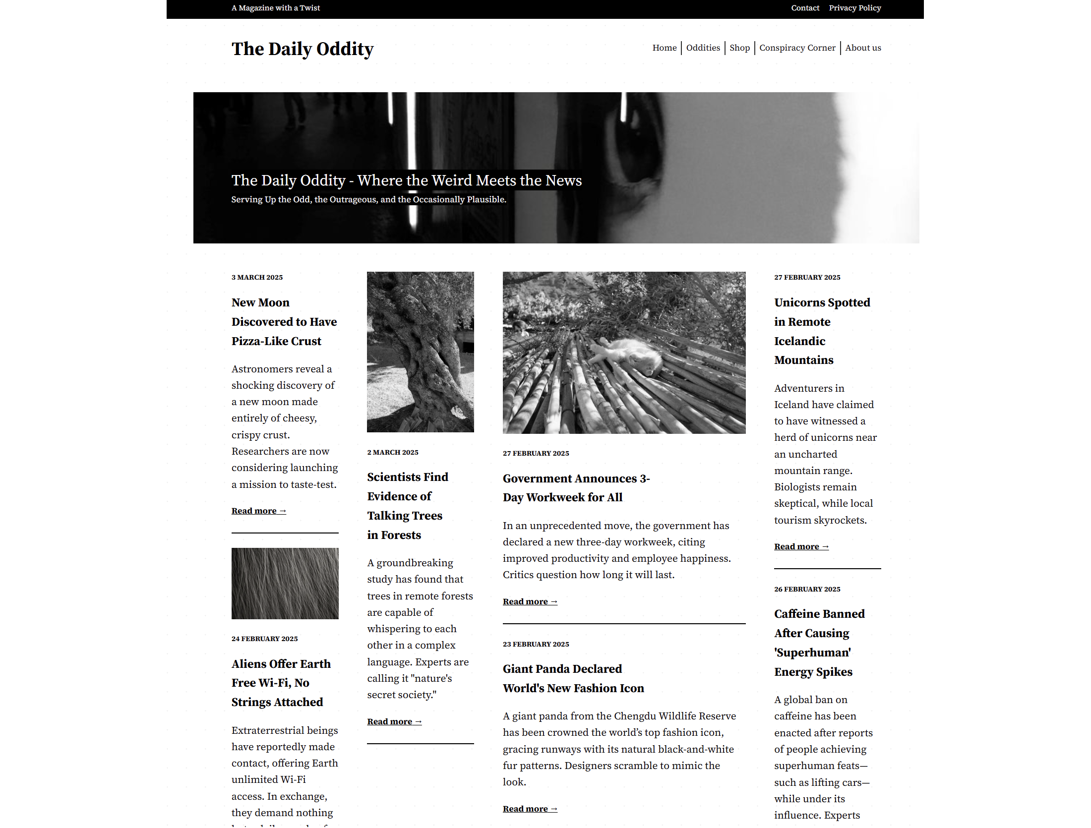 A news site layout with some tracks wider than others