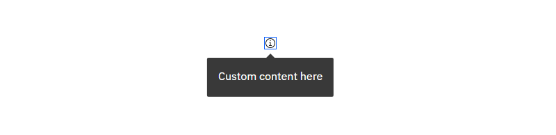 A button being keyboard focused with a message below it that says 'Custom content here'