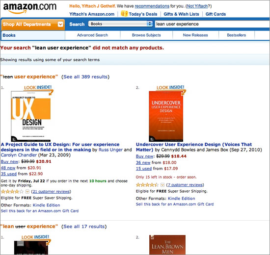 Amazon no results page